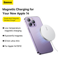 Бездротовий зарядний пристрій Baseus Simple Mini3 Magnetic Wireless Charger 15W Silver (Колір Silver) - фото № 8
