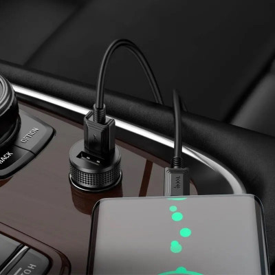 Автомобільний зарядний пристрій HOCO Z49 Level dual port car charger Black (6931474795601) - зображення 5