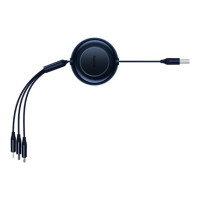 Кабель Baseus Bright Mirror 2 Series Retractable 3-in-1 Fast Charging  Data Cable USB to M+L+C 3.5A 1.1m Blue (Колір Синий) - фото № 6