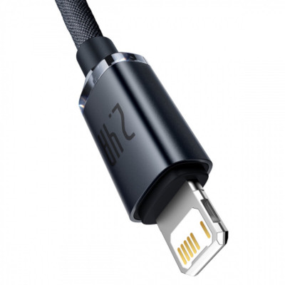 Кабель Baseus Crystal Shine Series Кабель для быстрой зарядки данных USB to iP 2.4A, 2 м, черный (CAJY000101) - изображение 3