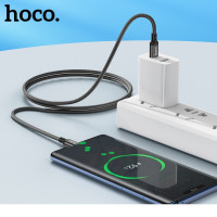 Кабель HOCO X14 Type-C to Type-C 60W, 1m, nylon, aluminum connectors, Black (Цвет 7073) - фото № 6