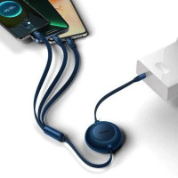 Кабель Baseus Bright Mirror 2 Series Retractable 3-in-1 Fast Charging  Data Cable Type-C to M+L+C 100W 1.1m Blue (Цвет Синий) - фото № 3