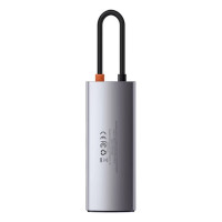 USB-хаб Baseus Metal Gleam Series 5-in-1 Multifunctional （Type-C to HDMI*1+USB3.0*3+PD*1) (Колір Gray) - фото № 3