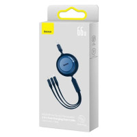 Кабель Baseus Bright Mirror 2 Series Retractable 3-in-1 Fast Charging  Data Cable USB to M+L+C 66W 1.1m Blue (Цвет Синий) - фото № 2