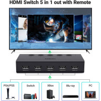 HDMI-Спліттер UGREEN 5-In 1-Out HDMI Switch (Колір Black) - фото № 3