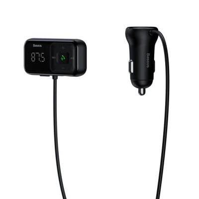 АЗП з FM-модулятором Baseus T Shaped S-16 Car Bluetooth MP3 Player Black - зображення 2