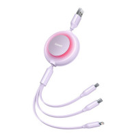 Кабель Baseus Bright Mirror 2 Series Retractable 3-in-1 Fast Charging  Data Cable USB to M+L+C 3.5A 1.1m Purple (Цвет Фиолетовый) - фото № 3