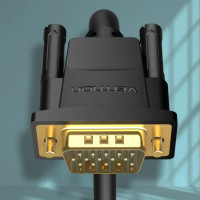 Кабель Vention VGA(3+6) Male to Male Cable with ferrite cores 3M Black (DAEBI) (Колір Black) - фото № 2