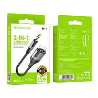 Перехідник BOROFONE BL19 Creator 2-in-1 audio adapter cable 3.5mm Black (Колір 7073) - фото № 2
