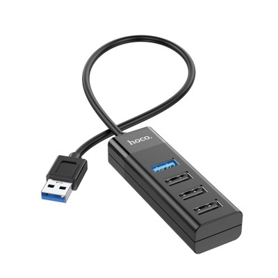 Кабель-перехiдник HOCO HB25 Easy mix 4-in-1 converter(USB to USB3.0+USB2.0*3) Black - зображення 2