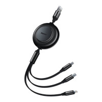 Кабель Baseus Bright Mirror 2 Series Retractable 3-in-1 Fast Charging  Data Cable USB to M+L+C 3.5A 1.1m Black (Цвет Черный) - фото № 3