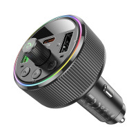 АЗП з FM-модулятором HOCO E82 Guerrero PD30W+QC3.0 car BT FM transmitter Black (Колір 7073) - фото № 4
