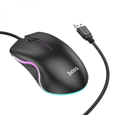 Миша Hoco GM19 Enjoy gaming luminous wired mouse Black - изображение 1