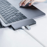 USB-Hub Baseus Harmonica Five-in-one HUB Adapter Grey (Цвет Space Gray) - фото № 3