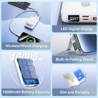 Зовнішній акумулятор Vention 10000mAh Magnetic Wireless Power Bank (USB-C + Lightning + USB-C + USB-A +Wireless) 22.5W White LED Display Type (FHTW0) (Цвет 7068) - фото № 6