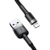 Кабель Baseus Cafule Cable USB For Lightning 2.4A 0.5m Gray+Black - зображення 3