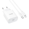 Мережевий зарядний пристрій HOCO C76A Pro Majestic single port PD30W charger set (C to iP)(EU) White (Білий)- № 5