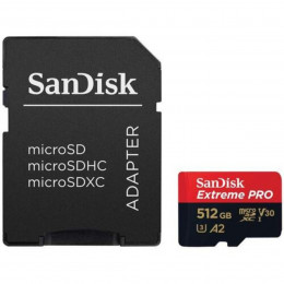 microSDXC (UHS-1 U3) SanDisk Extreme Pro A2 512Gb class 10 V30 (R170MB/s,W90MB/s) (adapter SD)