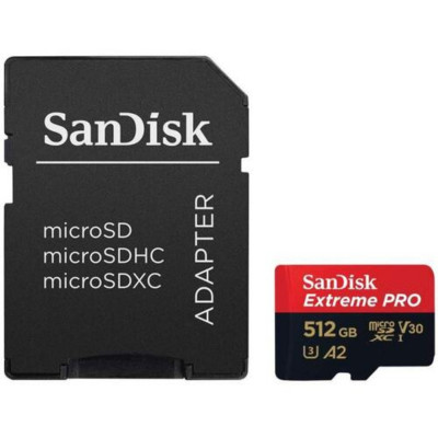 microSDXC (UHS-1 U3) SanDisk Extreme Pro A2 512Gb class 10 V30 (R170MB/s,W90MB/s) (adapter SD) - изображение 1