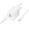 Мережевий зарядний пристрій BOROFONE BN27 Fuente PD20W+QC3.0 charger set (C to C) (EU) White (Білий)- № 6