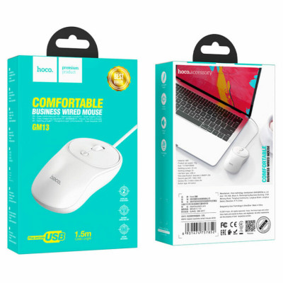 Миша Hoco GM13 Esteem business wired mouse White (6931474757852) - зображення 8