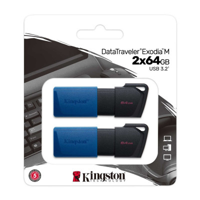 Flash Kingston USB 3.2 DT Exodia M 64GB Black/Blue 2 Pack - изображение 3