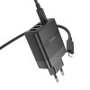 Мережевий зарядний пристрій HOCO C127A Intelligent four-port PD45W(1C3A) charger set(C to iP) Black - зображення 4