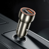 Автомобільний зарядний пристрій HOCO Z46A Blue whale PD20W+QC3.0 car charger Metal Gray (Цвет Metal Gray) - фото № 5