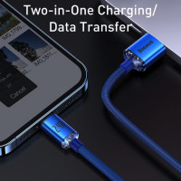 Кабель Baseus Crystal Shine Series Fast Charging Data Cable USB to iP 2.4A 2m Blue (Цвет Синий) - фото № 6