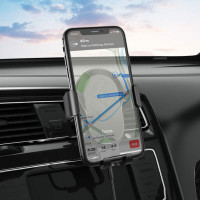 Автотримач для телефона з БЗП HOCO CA105 Guide three-axis linkage wireless charging car holder Black (Цвет Черный) - фото № 4