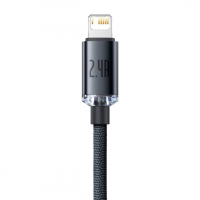 Кабель Baseus Crystal Shine Series Кабель для быстрой зарядки данных USB to iP 2.4A, 2 м, черный (CAJY000101) - изображение 4