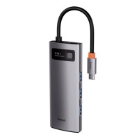 USB-хаб Baseus Metal Gleam Series 5-in-1 Multifunctional （Type-C to HDMI*1+USB3.0*3+PD*1) (Колір Gray) - фото № 5