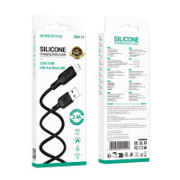 Кабель BOROFONE BX113 Lenny silicone charging data cable Micro(L=3M) Black (Цвет 7073) - фото № 5