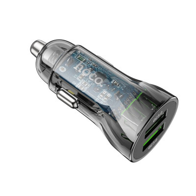 Автомобільний зарядний пристрій HOCO Z47 Transparent Discovery Edition dual port QC3.0 18W Transparent Black (6931474782212) - зображення 3