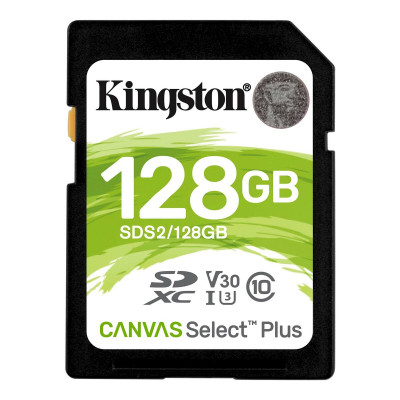 SDXC (UHS-1 U3) Kingston Canvas Select Plus 128Gb class 10 V30 (R-100MB/s) - изображение 1