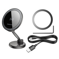 Автотримач для телефона з БЗП BOROFONE BH218 Star metal magnetic wireless fast charging car holder (center console) Metal Gray (Цвет Metal Gray) - фото № 8
