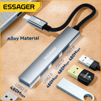 USB-хаб Essager Fengyang 4 in 1 Splitter (Type-C port)  grey (EHBC04-FY0G-P) (Цвет Gray) - фото № 6
