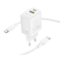 Мережевий зарядний пристрій BOROFONE BN27 Fuente PD20W+QC3.0 charger set (C to C) (EU) White (Колір Білий) - фото № 5