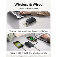 Зовнішній акумулятор Baseus Airpow Ⅱ Qi2 Magnetic Power Bank 10000mAh 22.5W Cosmic Black （With Simple Series Charging Cable Type-C to Type-C（20V/3A）30 (Цвет Cosmic-Black) - фото № 3
