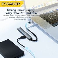 USB-хаб Essager Fengyang 4 in 1 Splitter (Type-C port)  grey (EHBC04-FY0G-P) (Цвет Gray) - фото № 4