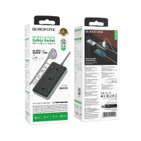 Мережевий подовжувач BOROFONE BAC2A Leya 3 position socket(1C3A)(EU) Black (Колір 7073) - фото № 7