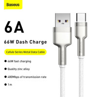 Кабель Baseus Cafule Series Metal Data Cable USB to Type-C 66W 1m White (Колір White) - фото № 7