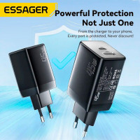 Мережевий зарядний пристрій ESSAGER ECT45W Gan 1USB 1T-C 45W black (Цвет 7073) - фото № 2