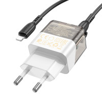 Мережевий зарядний пристрій BOROFONE BA80A Scenery PD20W+QC3.0 charger set (C to iP)(EU) Transparent Black (Цвет Transparent-Black) - фото № 5