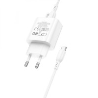 Мережевий зарядний пристрій BOROFONE BA81A single port PD20W charger set (Type-C to Type-C) (EU) White (Цвет Білий) - фото № 6