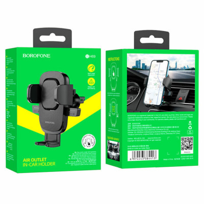 Тримач для мобільного BOROFONE BH69 air outlet car holder Black - зображення 7