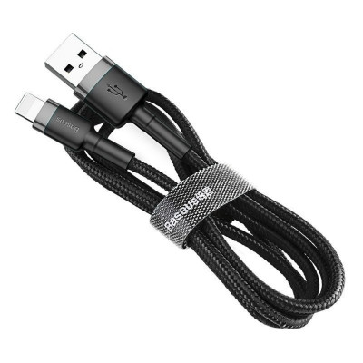 Кабель Baseus Cafule Cable USB For Lightning 2.4A 0.5m Gray+Black - изображение 1
