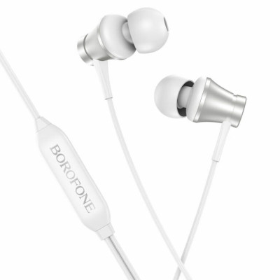 Навушники BOROFONE BM73 Platinum universal earphones with microphone Silver (BM73S) - зображення 1