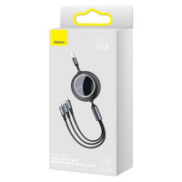 Кабель Baseus Bright Mirror 2 Series Retractable 3-in-1 Fast Charging  Data Cable USB to M+L+C 66W 1.1m Black (Цвет Черный) - фото № 2