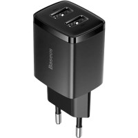 Мережевий зарядний пристрій Baseus Compact Charger 2U 10.5W EU Black (Колір Черный), Атикул k15836 |  купить на VILKI.NET - фото № 1